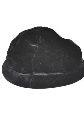 Vintage Saks Fifth Avenue Black Velvet Bumper Hat, 1960's Round Brim Cocktail